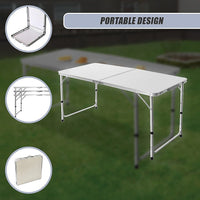 Aluminium Folding Table 120cm Portable Indoor Outdoor Picnic Party Camping Tables Furniture Kings Warehouse 