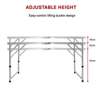 Aluminium Folding Table 120cm Portable Indoor Outdoor Picnic Party Camping Tables Furniture Kings Warehouse 
