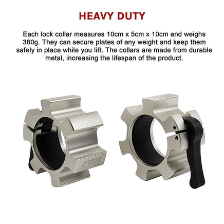 Aluminium Olympic Lock Collars Pair Barbell Clamps Clips Quick Sports & Fitness Kings Warehouse 