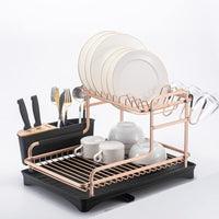Aluminum Dish Drying Rack with Removable Cutlery Holder and Cup Holder Kings Warehouse 