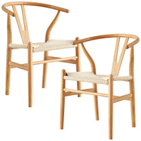 Anemone Set of 2 Wishbone Dining Chair Beech Timber Replica Hans Wenger Natural dining Kings Warehouse 