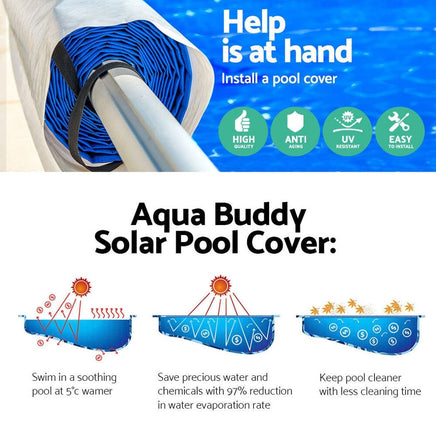 Aquabuddy Pool Cover 500 Micron 10.5x4.2m Swimming Pool Solar Blanket 5.5m Blue Roller Home & Garden Kings Warehouse 