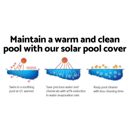 Aquabuddy Pool Cover 500 Micron 8x4.2m Swimming Pool Solar Blanket Blue Silver Home & Garden Kings Warehouse 