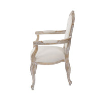 Arm Chair Linen Fabric Beige Oak Wood White Washed Finish Furniture Kings Warehouse 