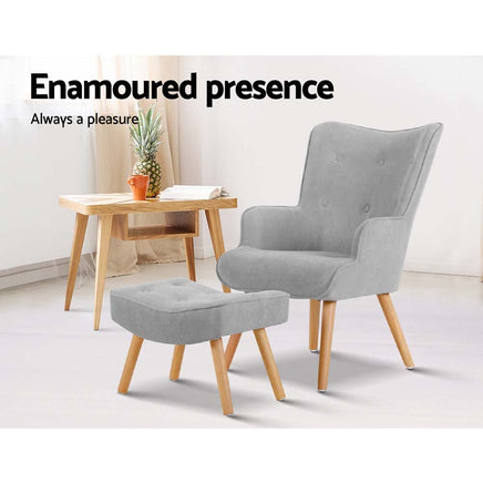 Armchair and Ottoman - Light Grey End of Year Clearance Sale Kings Warehouse 