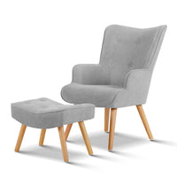 Armchair and Ottoman - Light Grey End of Year Clearance Sale Kings Warehouse 