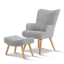 Armchair and Ottoman - Light Grey End of Year Clearance Sale Kings Warehouse 