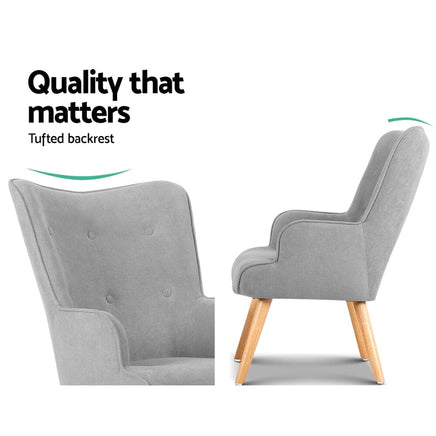 Armchair and Ottoman - Light Grey End of Year Clearance Sale Kings Warehouse 