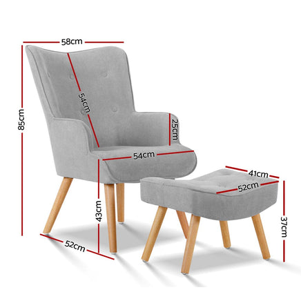 Armchair and Ottoman - Light Grey End of Year Clearance Sale Kings Warehouse 