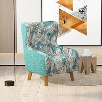 Armchair High back Lounge Accent Chair Designer Printed Fabric Upholstery with Wooden Leg Furniture Kings Warehouse 