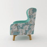 Armchair High back Lounge Accent Chair Designer Printed Fabric with Wooden Leg Furniture Kings Warehouse 