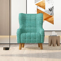Armchair High back Lounge Accent Chair Designer Printed Fabric with Wooden Leg Furniture Kings Warehouse 