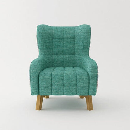 Armchair High back Lounge Accent Chair Designer Printed Fabric with Wooden Leg Furniture Kings Warehouse 