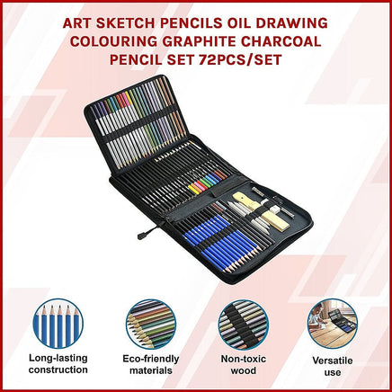 Art Sketch Pencils Oil Drawing Colouring Graphite Charcoal Pencil Set 72pcs/set Home & Garden Kings Warehouse 