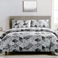 Artex Charcoal Black Avery Lines Pattern Printed Microfiber Polyester Quilt Cover Set Queen Home & Garden Kings Warehouse 