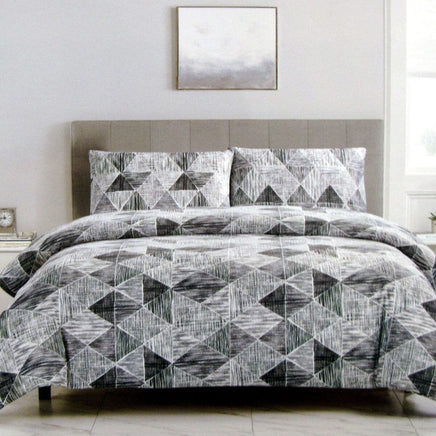 Artex Charcoal Black Avery Lines Pattern Printed Microfiber Polyester Quilt Cover Set Queen Home & Garden Kings Warehouse 