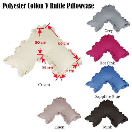Artex Polyester Cotton V Shape Ruffle Pillowcase Cream Home & Garden Kings Warehouse 