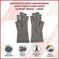 Arthritis Gloves Compression Joint Finger Hand Wrist Support Brace - Large Health & Beauty Kings Warehouse 