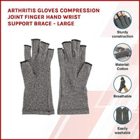 Arthritis Gloves Compression Joint Finger Hand Wrist Support Brace - Large Kings Warehouse 