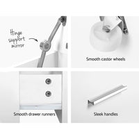 Artiss 2-in-1 Dressing Table Stool Set Bedside Table White Furniture Kings Warehouse 
