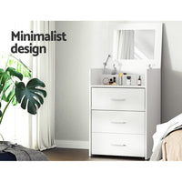 Artiss 2-in-1 Dressing Table Stool Set Bedside Table White Furniture Kings Warehouse 
