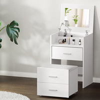 Artiss 2-in-1 Dressing Table Stool Set Bedside Table White Furniture Kings Warehouse 