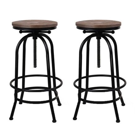 Artiss 2x Bar Stools Adjustable Wood Chairs Furniture Kings Warehouse 