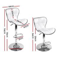 Artiss 2x Bar Stools Gas Lift Leather Seat White Furniture Kings Warehouse 