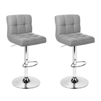 Artiss 2x Bar Stools Kitchen Dining Chairs Counter Stool Gas Lift Fabric Grey Furniture Kings Warehouse 