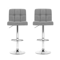 Artiss 2x Bar Stools Kitchen Dining Chairs Counter Stool Gas Lift Fabric Grey Furniture Kings Warehouse 