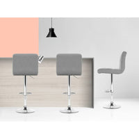 Artiss 2x Bar Stools Kitchen Dining Chairs Counter Stool Gas Lift Fabric Grey Furniture Kings Warehouse 