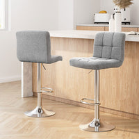 Artiss 2x Bar Stools Kitchen Dining Chairs Counter Stool Gas Lift Fabric Grey Furniture Kings Warehouse 