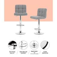 Artiss 2x Bar Stools Kitchen Dining Chairs Counter Stool Gas Lift Fabric Grey Furniture Kings Warehouse 