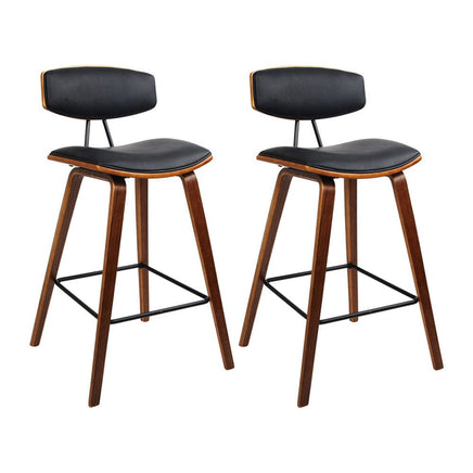 Artiss 2x Bar Stools Leather Padded w/Backrest Furniture Kings Warehouse 