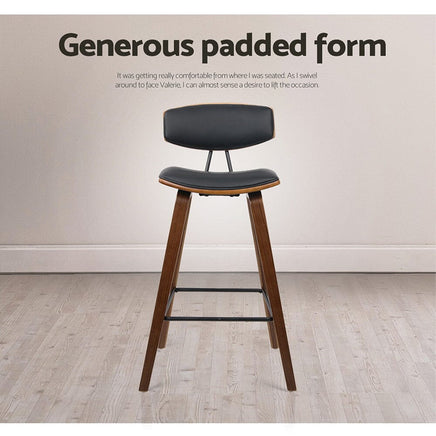 Artiss 2x Bar Stools Leather Padded w/Backrest Furniture Kings Warehouse 