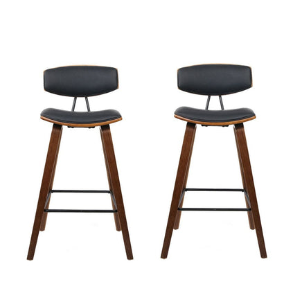 Artiss 2x Bar Stools Leather Padded w/Backrest Furniture Kings Warehouse 