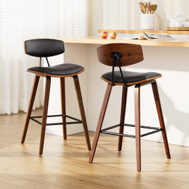 Artiss 2x Bar Stools Leather Padded w/Backrest Furniture Kings Warehouse 
