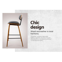 Artiss 2x Bar Stools Leather Padded w/Backrest Furniture Kings Warehouse 