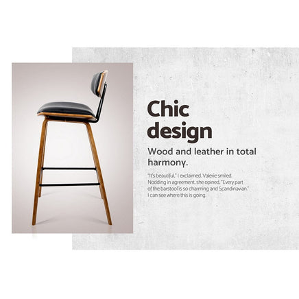 Artiss 2x Bar Stools Leather Padded w/Backrest Furniture Kings Warehouse 
