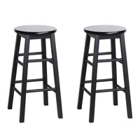 Artiss 2x Bar Stools Round Chairs Wooden Black Furniture Kings Warehouse 