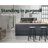 Artiss 2x Bar Stools Round Chairs Wooden Black Furniture Kings Warehouse 