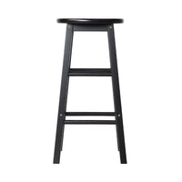 Artiss 2x Bar Stools Round Chairs Wooden Black Furniture Kings Warehouse 