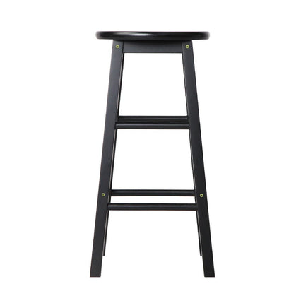 Artiss 2x Bar Stools Round Chairs Wooden Black Furniture Kings Warehouse 