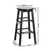 Artiss 2x Bar Stools Round Chairs Wooden Black Furniture Kings Warehouse 