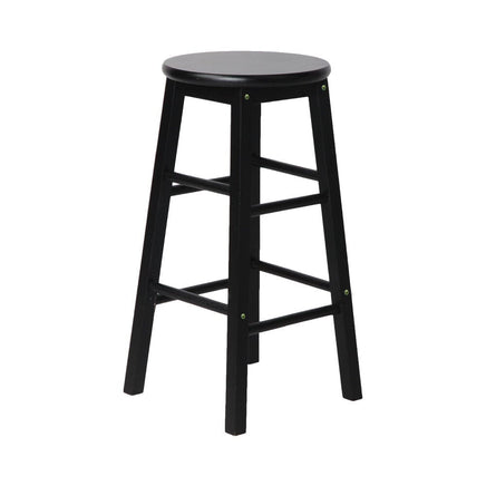 Artiss 2x Bar Stools Round Chairs Wooden Black Furniture Kings Warehouse 