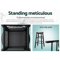 Artiss 2x Bar Stools Round Chairs Wooden Black Furniture Kings Warehouse 