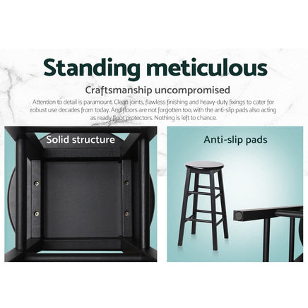 Artiss 2x Bar Stools Round Chairs Wooden Black Furniture Kings Warehouse 