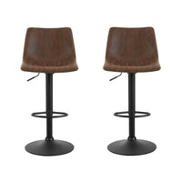 Artiss 2x Bar Stools Vintage Swivel Gas Lift Brown Furniture Kings Warehouse 