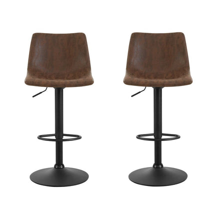 Artiss 2x Bar Stools Vintage Swivel Gas Lift Brown Furniture Kings Warehouse 