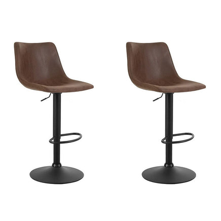 Artiss 2x Bar Stools Vintage Swivel Gas Lift Brown Furniture Kings Warehouse 